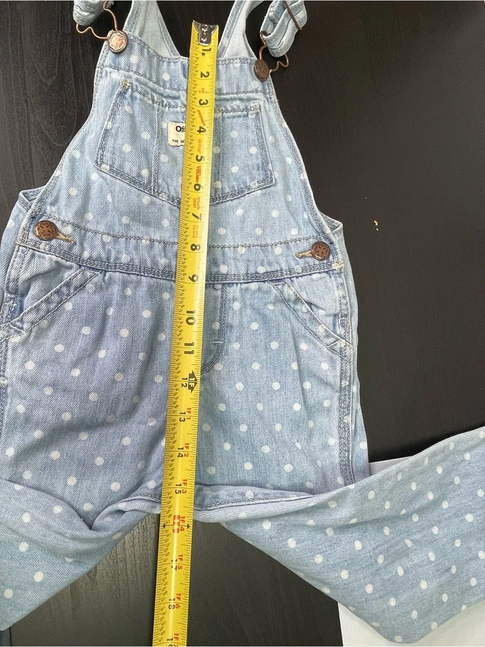 OshKosh B'gosh Vestbak Polka Dot Light Wash Denim Overalls 3T Rare